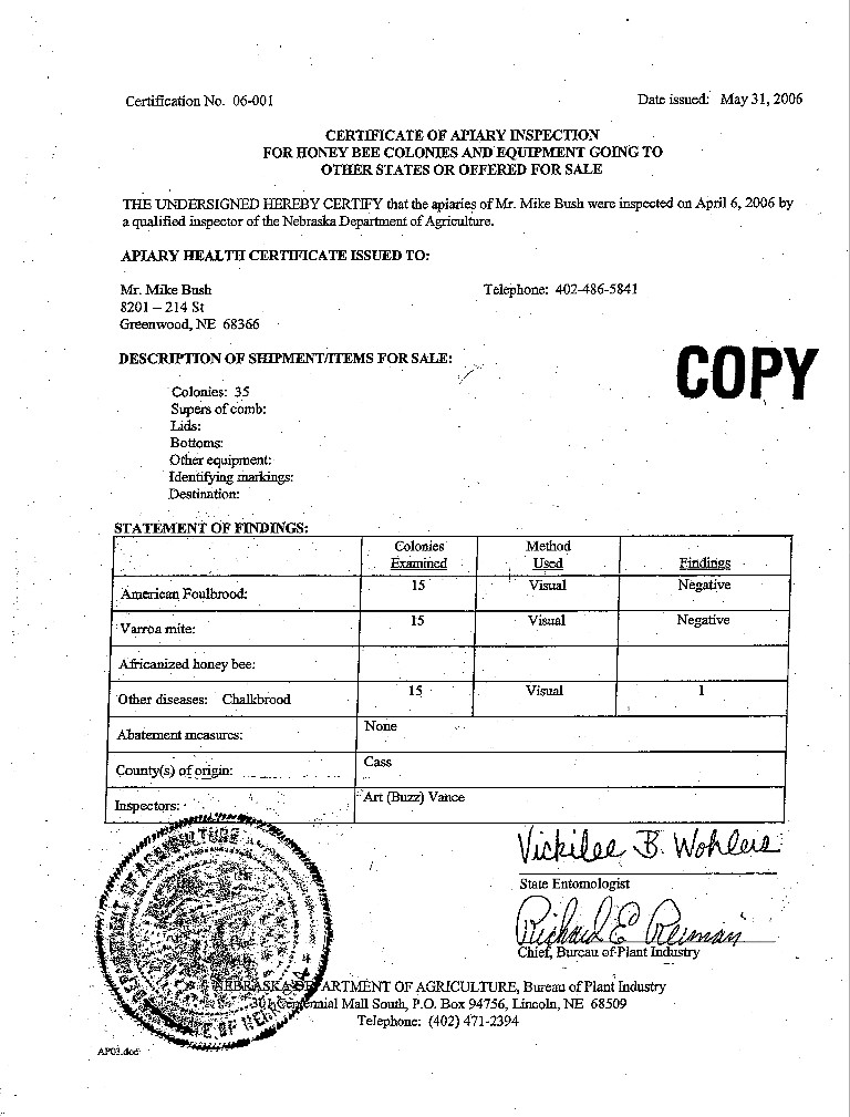 2006 Certificate